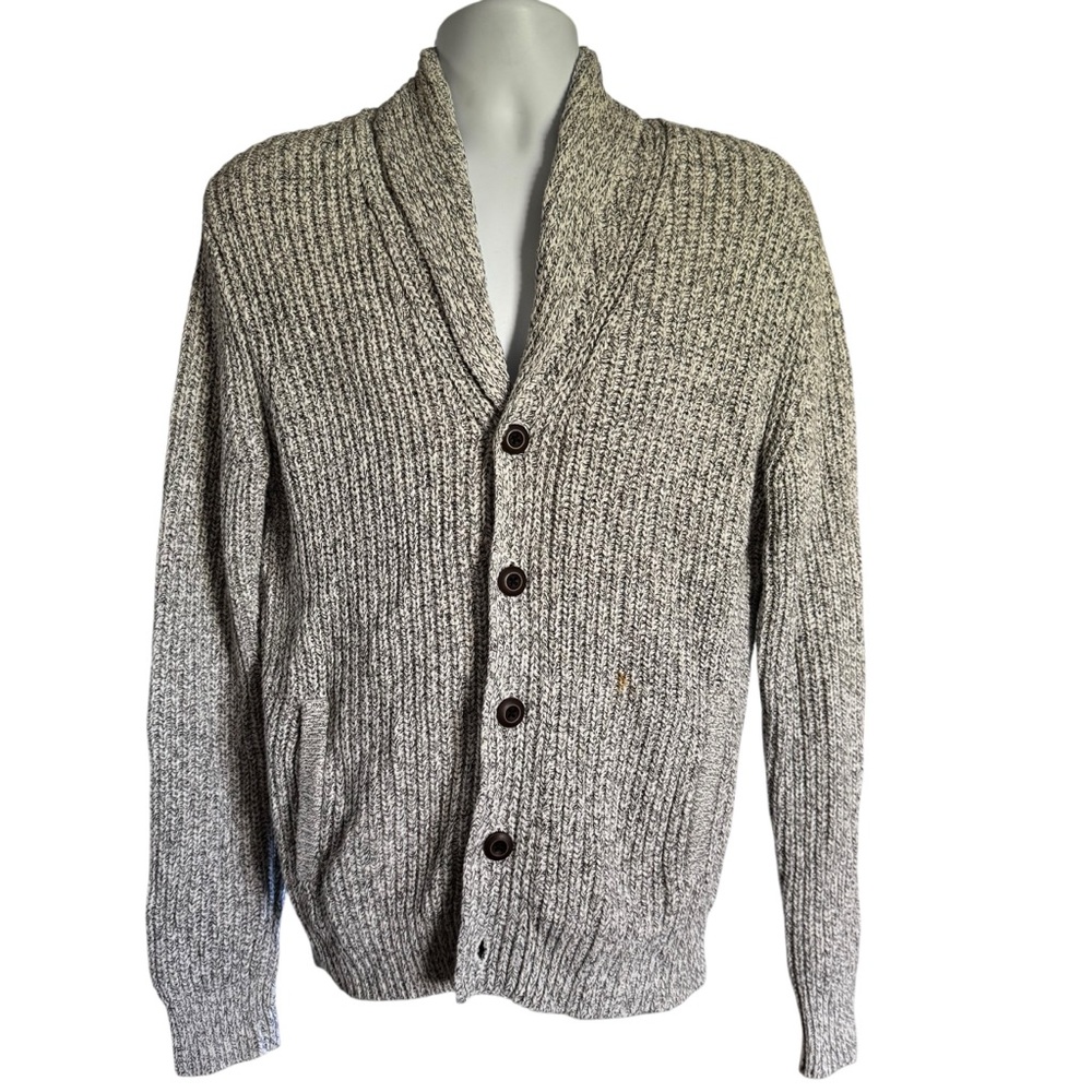 Express Men's chunky knit Textured Gray Cardigan Sweater